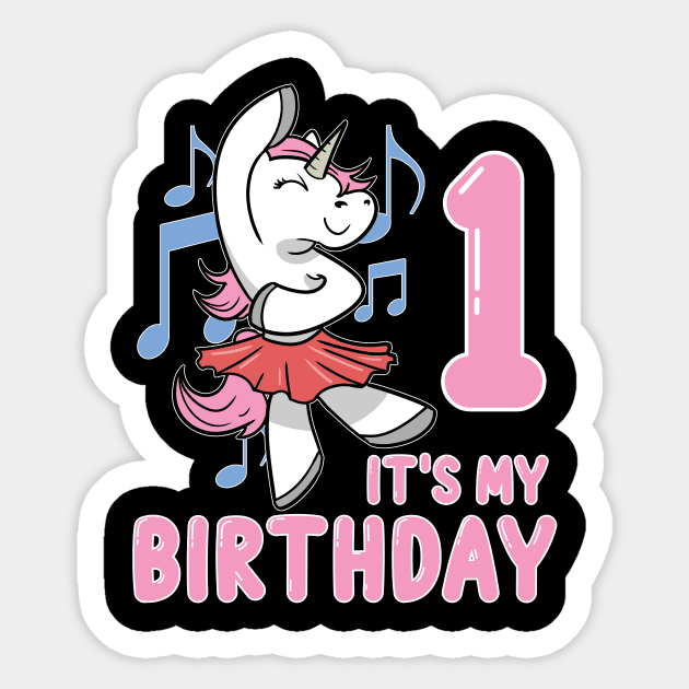 It's my First Birthday Unicorn Ballerina Sticker by ModernMode